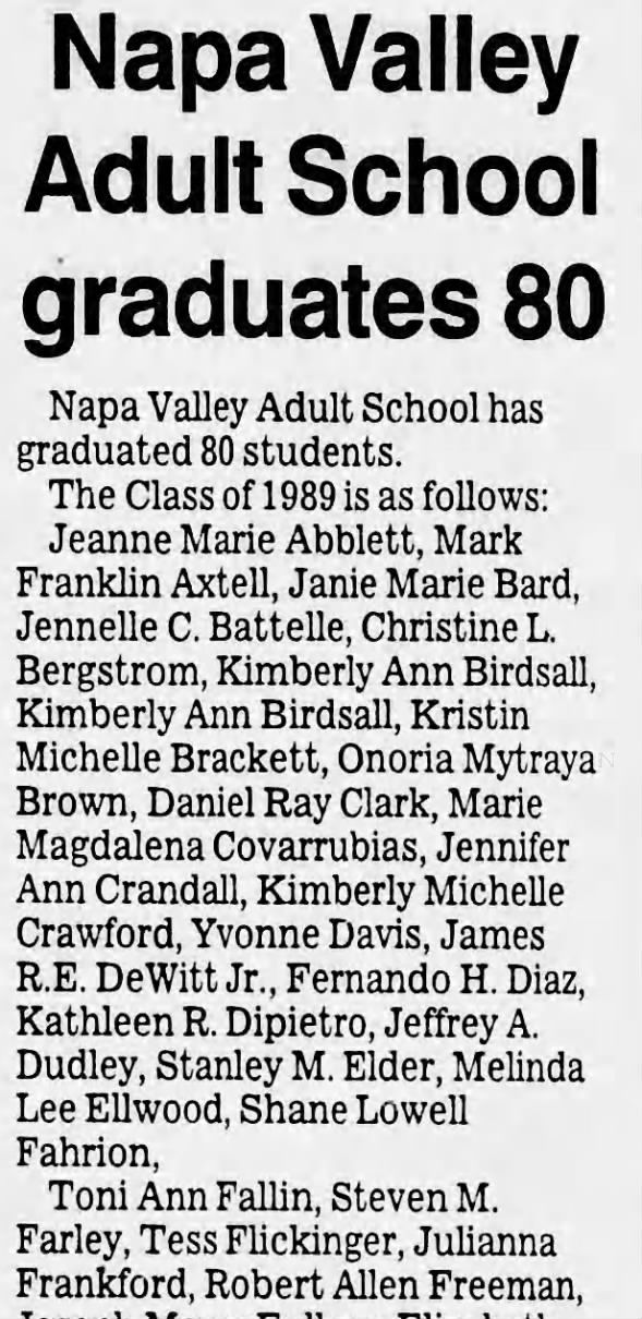 Toni Ann Fallin Graduates Adult School